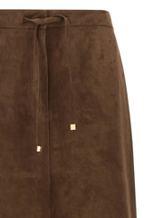 ’S Max Mara Gold Lamb Leather Midi Skirt