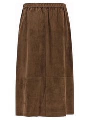 ’S Max Mara Gold Lamb Leather Midi Skirt