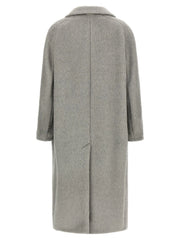 ’S Max Mara Gray Alpaca Leather Coat