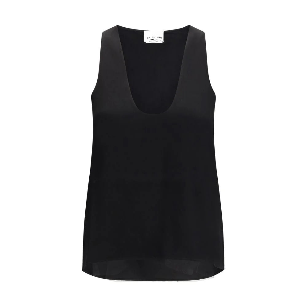 SA SU PHI Black Silk Top - IT42 | L