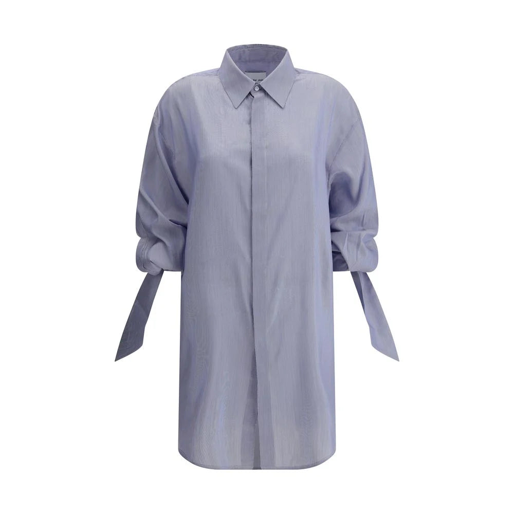 SA SU PHI Blue Silk Pattern Shirt - IT38 | S