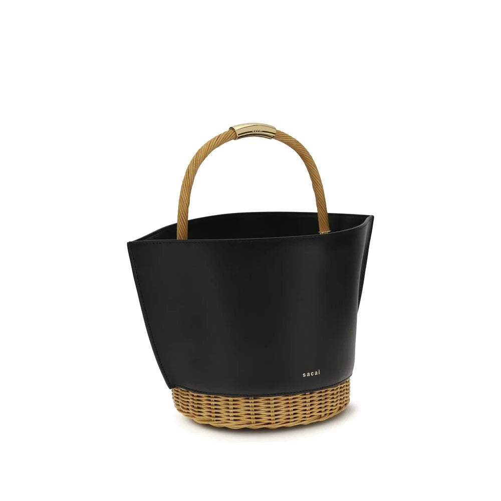 Sacai Black Calf Leather Bos Taurus Shoulder Bag