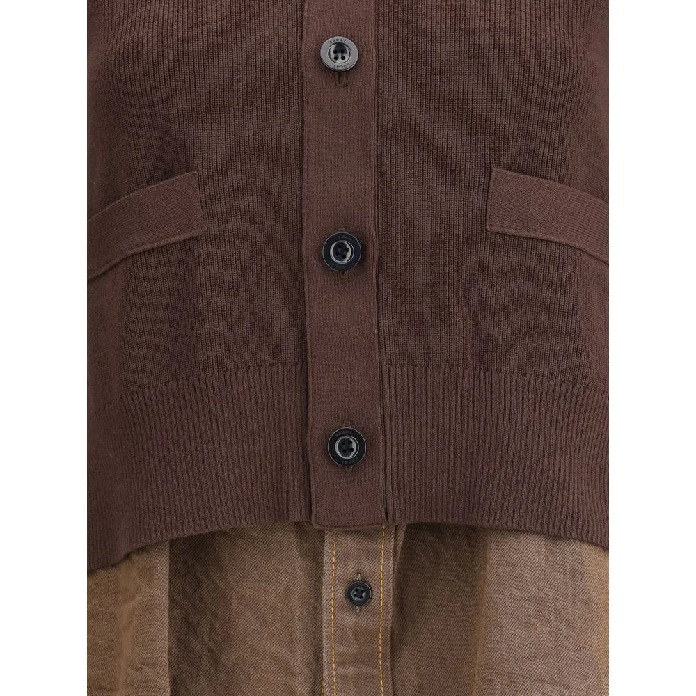 Sacai Brown Cotton Cardigan - 3 - Cardigans
