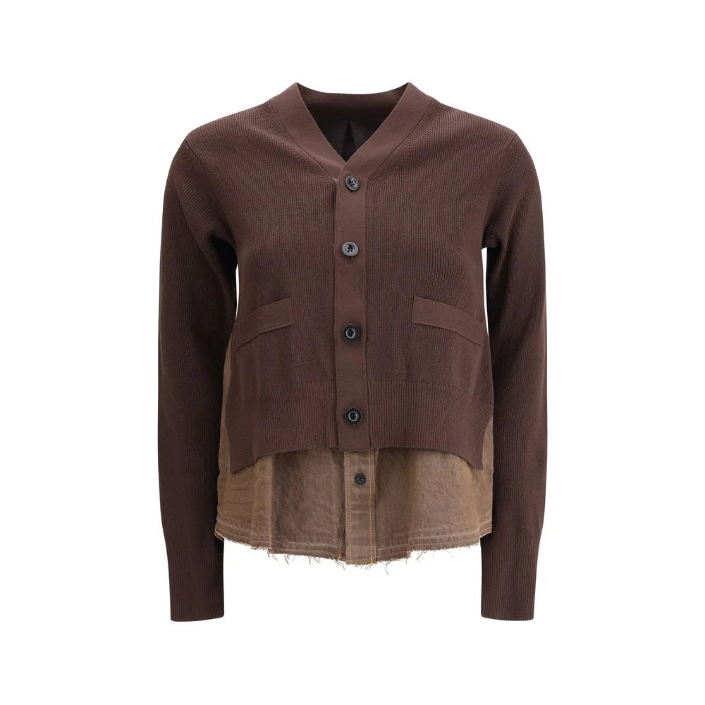 Sacai Brown Cotton Cardigan - 3 - Cardigans