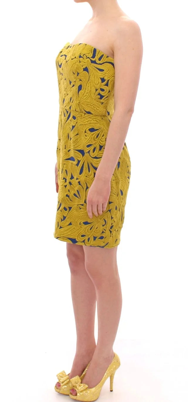 Sachin & Babi Blue Yellow Strapless Bubble Mini Shift Dress - Dresses