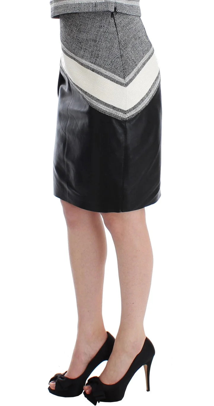 Sachin & Babi Gray Black Liza Leather Straight Pencil - S - Skirts