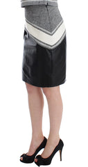 Sachin & Babi Gray Black Liza Leather Straight Pencil - S - Skirts