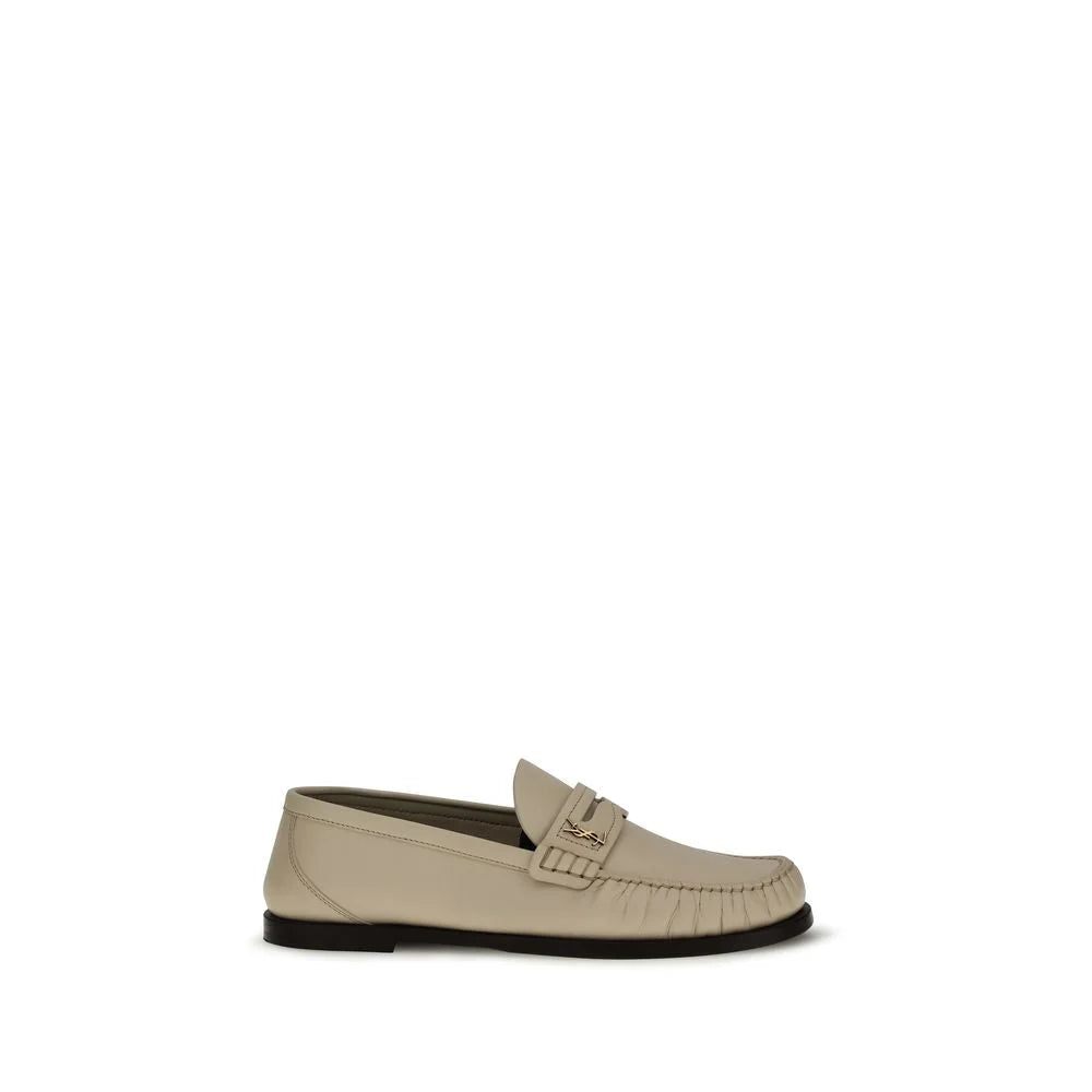 Saint Laurent Beige Calf Leather Bos Taurus Slip-On Loafers - EU37/US7