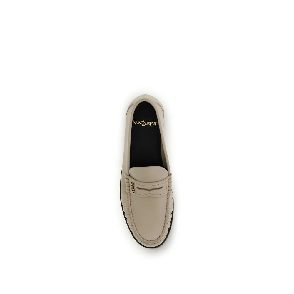 Saint Laurent Beige Calf Leather Bos Taurus Slip-On Loafers - EU37/US7