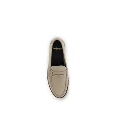 Saint Laurent Beige Calf Leather Bos Taurus Slip-On Loafers - EU37/US7