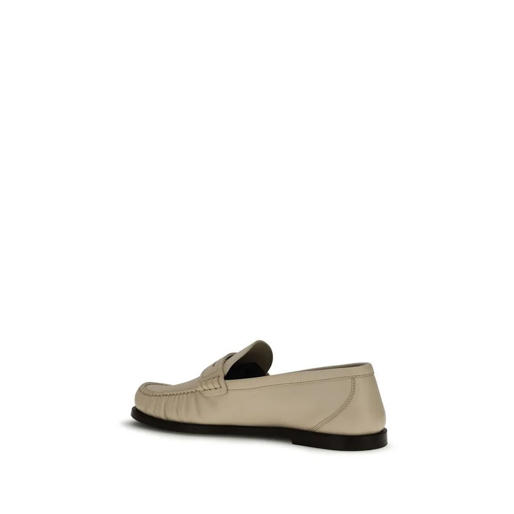 Saint Laurent Beige Calf Leather Bos Taurus Slip-On Loafers - EU37/US7