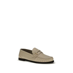 Saint Laurent Beige Calf Leather Bos Taurus Slip-On Loafers - EU37/US7