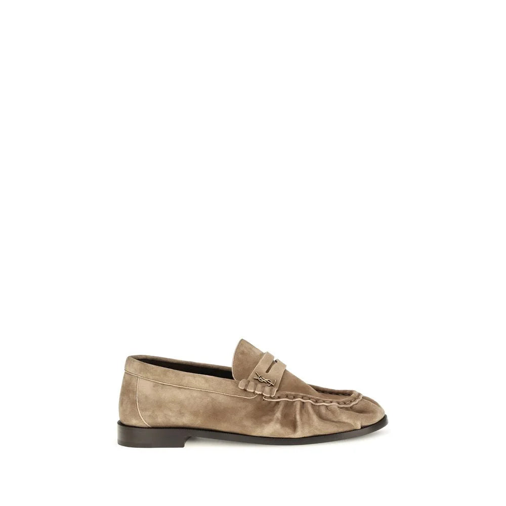 Saint Laurent Beige Calf Leather Bos Taurus Slip-On Loafers - EU40/US10