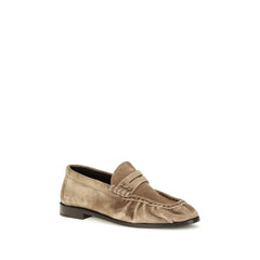 Saint Laurent Beige Calf Leather Bos Taurus Slip-On Loafers - EU40/US10