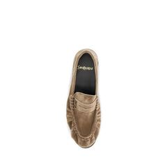 Saint Laurent Beige Calf Leather Bos Taurus Slip-On Loafers - EU40/US10