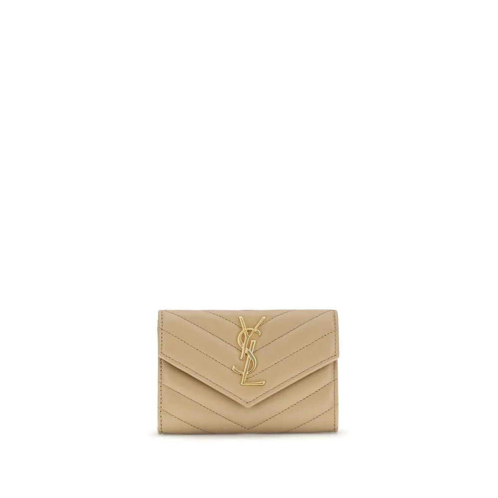 Saint Laurent Beige Calf Leather Bos Taurus Wallet