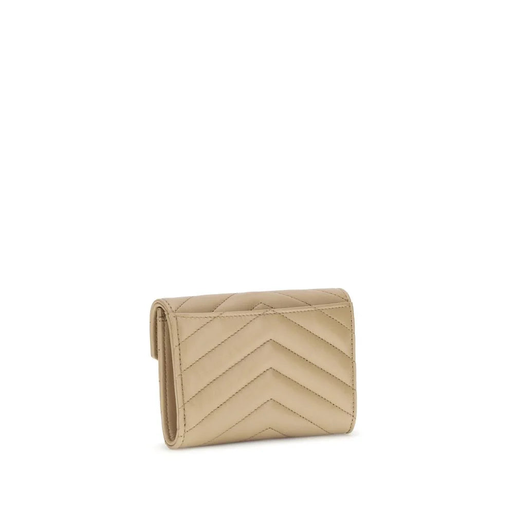 Saint Laurent Beige Calf Leather Bos Taurus Wallet