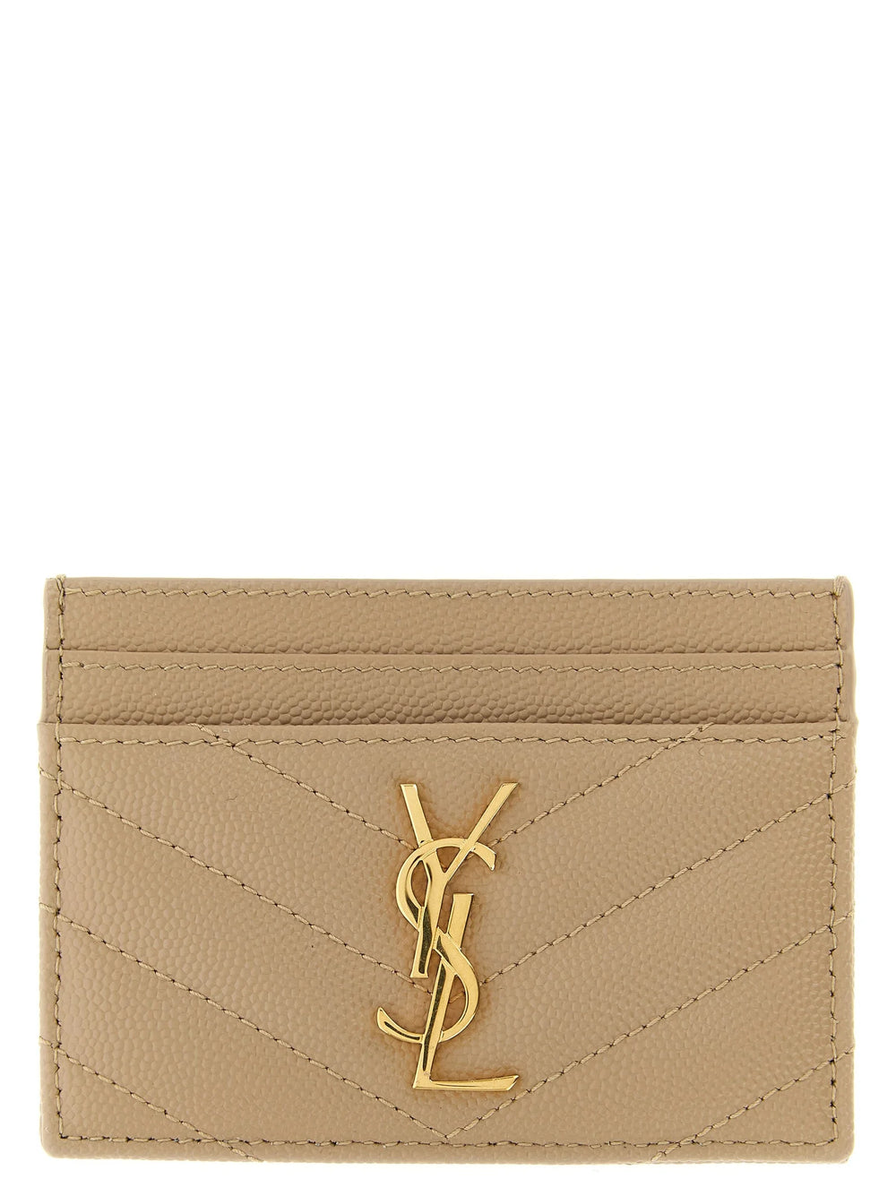 Saint Laurent Beige Calfskin Cardholder