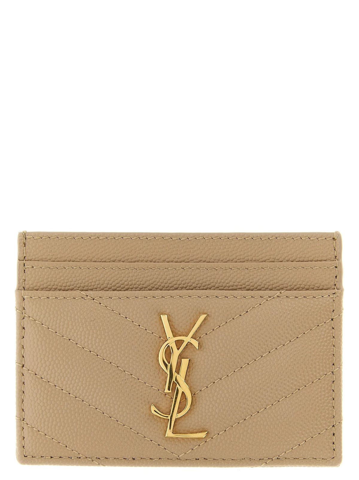 Saint Laurent Beige Calfskin Cardholder