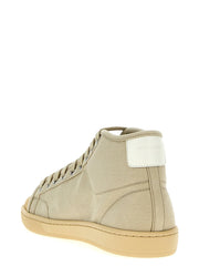 Saint Laurent Beige Cotton High Top Sneakers