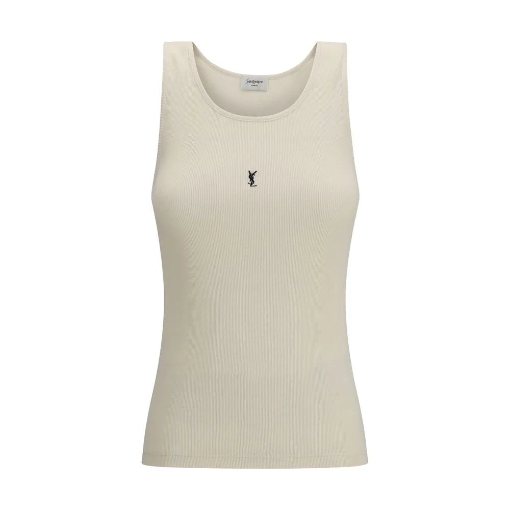 Saint Laurent Beige Cotton Tank Tops