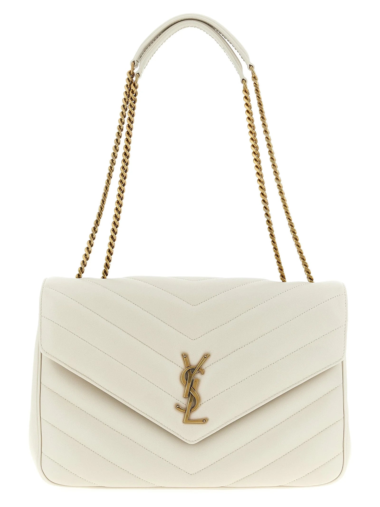 Saint Laurent Beige Lamb Leather Shoulder Bag