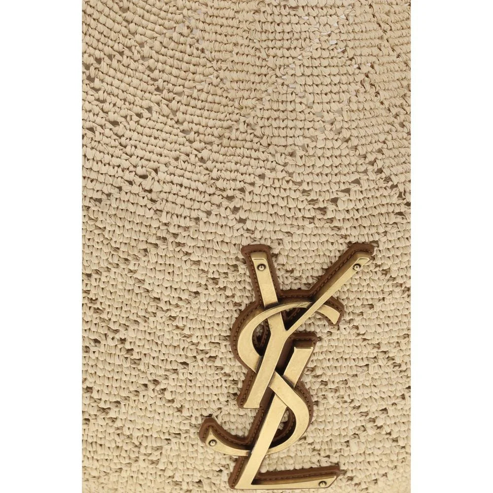 Saint Laurent Beige Raffia Shoulder Bag
