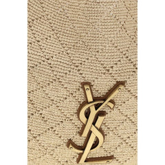 Saint Laurent Beige Raffia Shoulder Bag