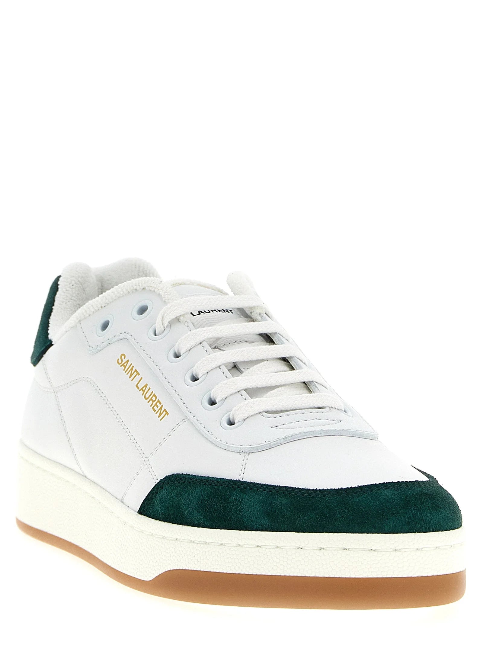 Saint Laurent Bicolor Calfskin Low Top Sneakers