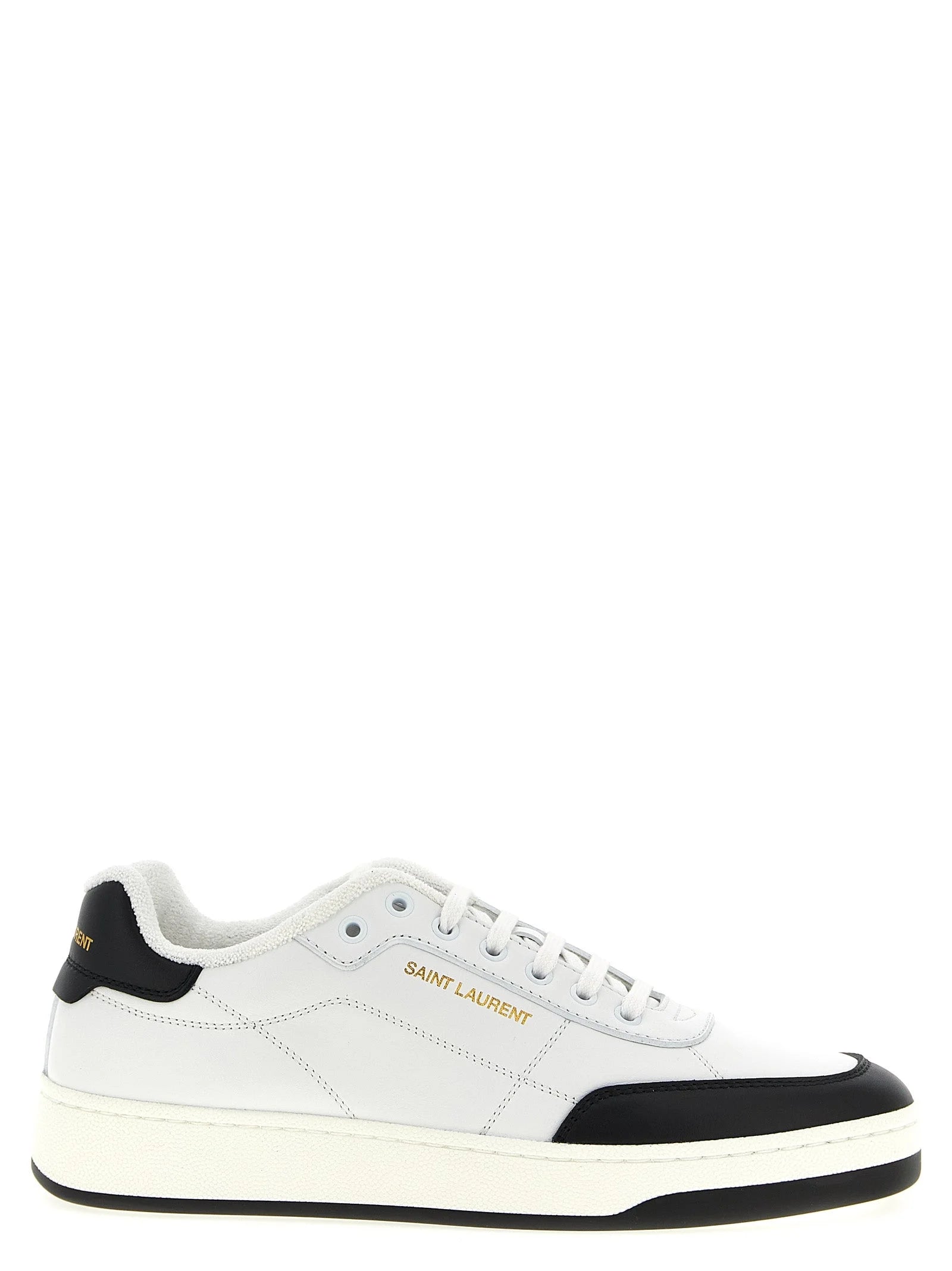 Saint Laurent Bicolor Calfskin Low Top Sneakers
