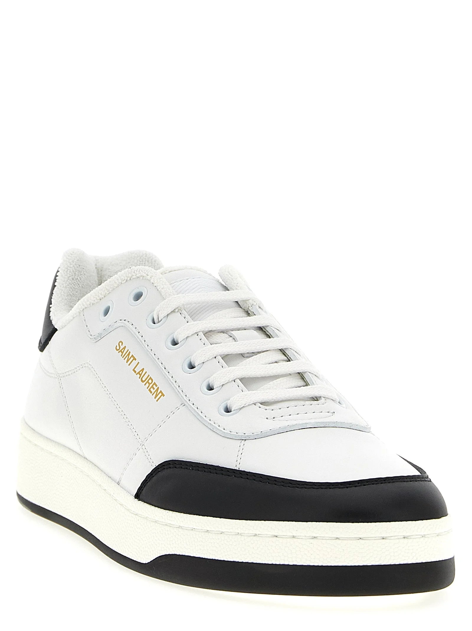 Saint Laurent Bicolor Calfskin Low Top Sneakers