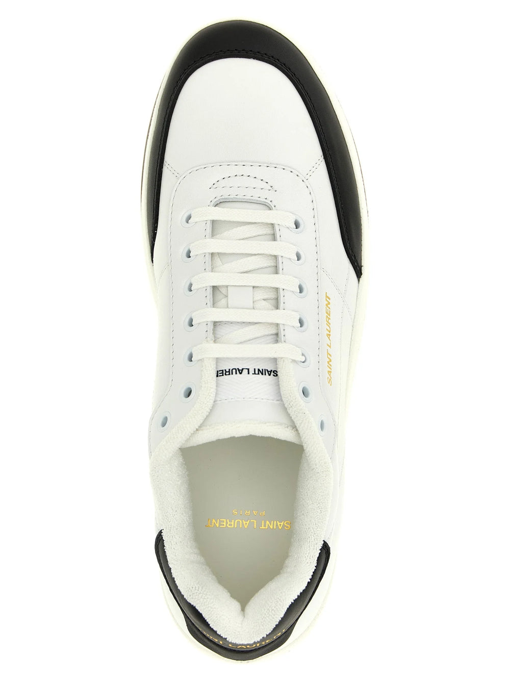 Saint Laurent Bicolor Calfskin Low Top Sneakers