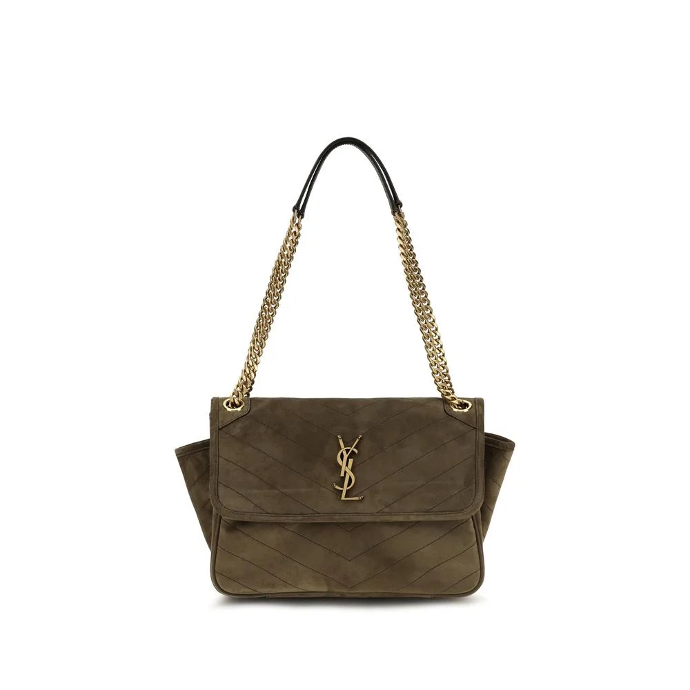 Bolso de hombro de piel de gamuza bicolor de Saint Laurent