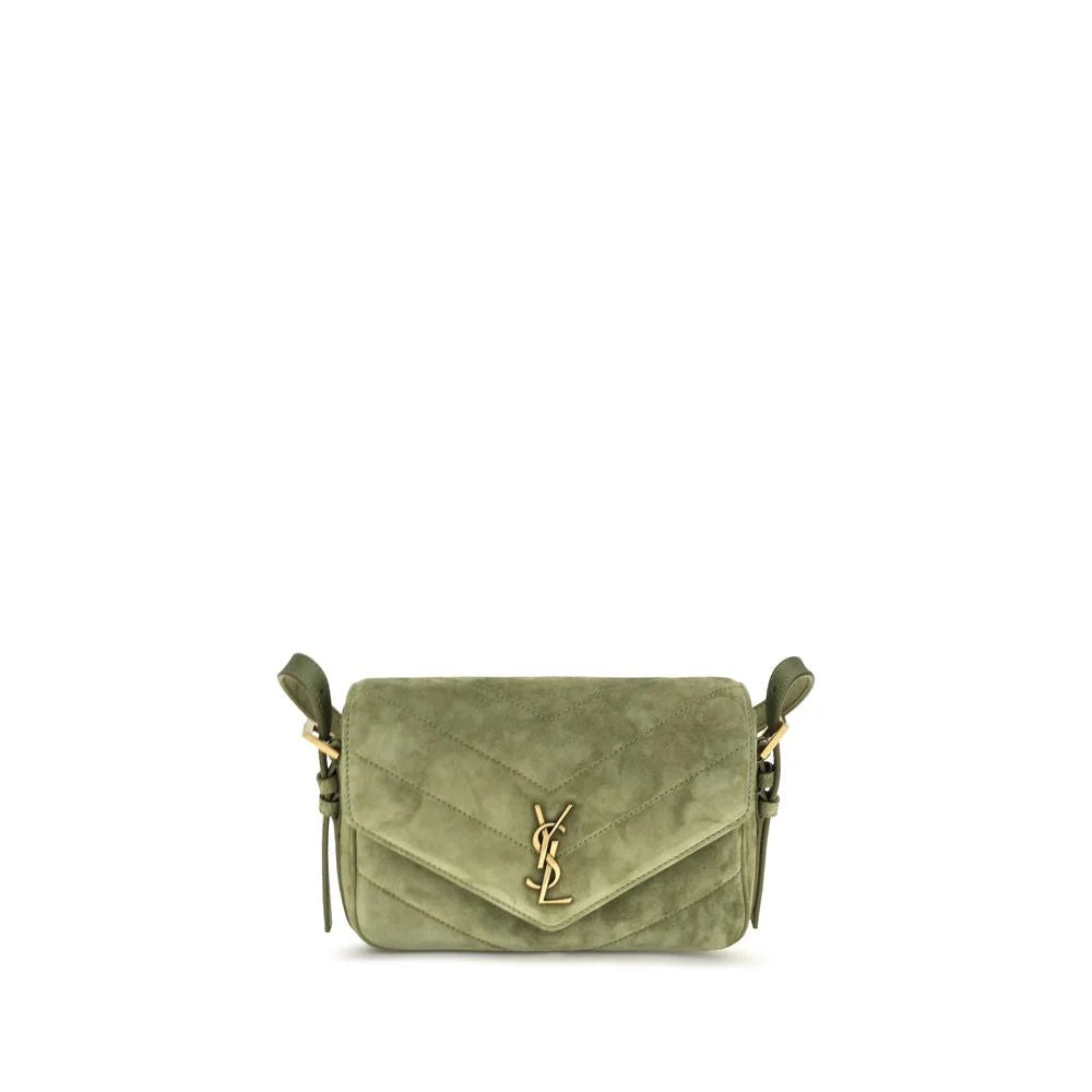 Saint Laurent Bicolor Suede Leather Shoulder Bag