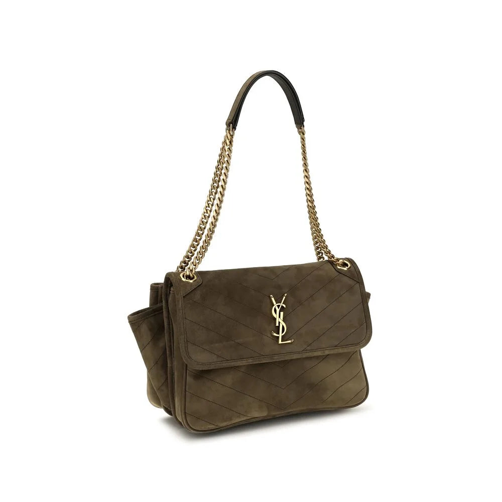 Bolso de hombro de piel de gamuza bicolor de Saint Laurent