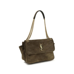 Bolso de hombro de piel de gamuza bicolor de Saint Laurent