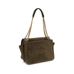 Bolso de hombro de piel de gamuza bicolor de Saint Laurent