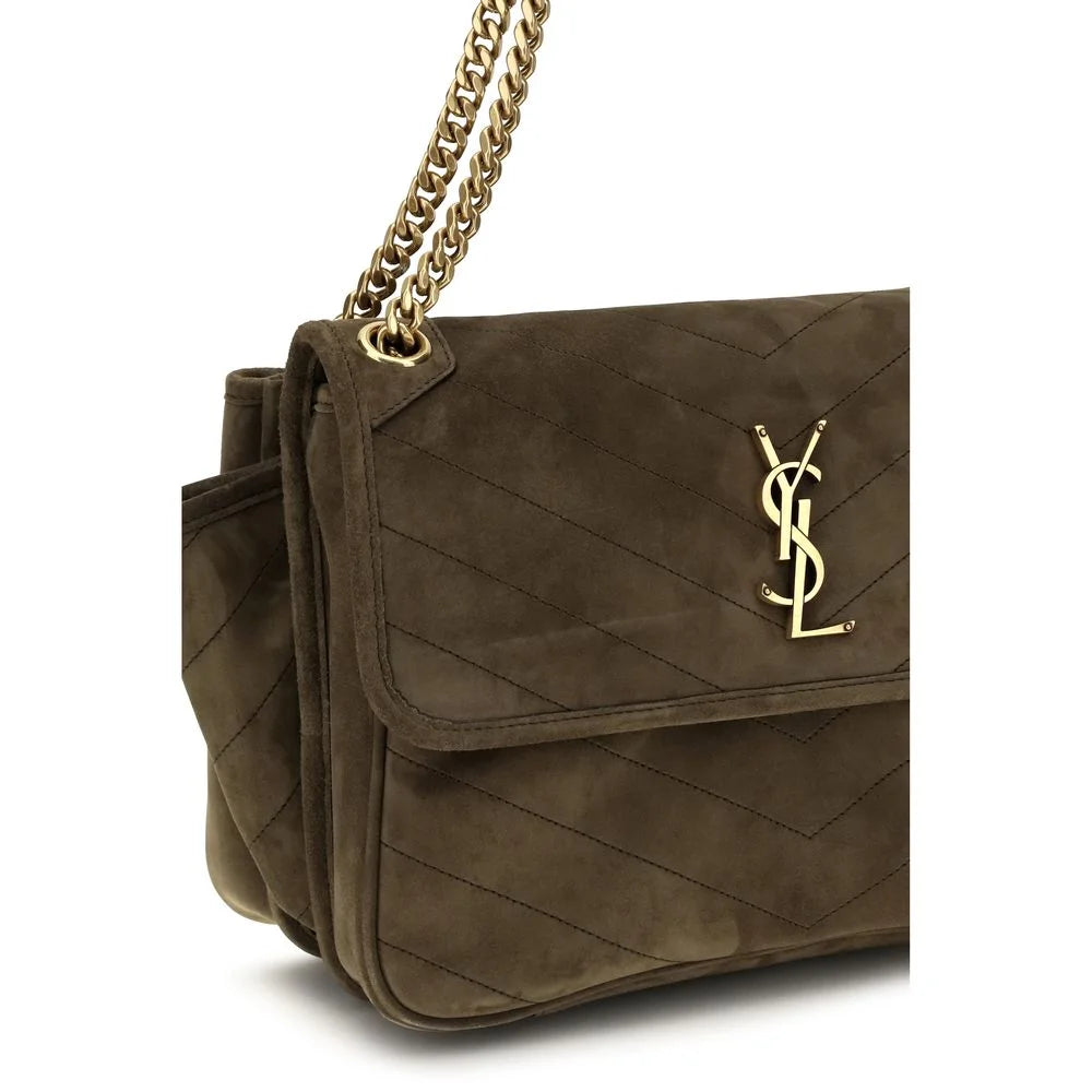 Bolso de hombro de piel de gamuza bicolor de Saint Laurent
