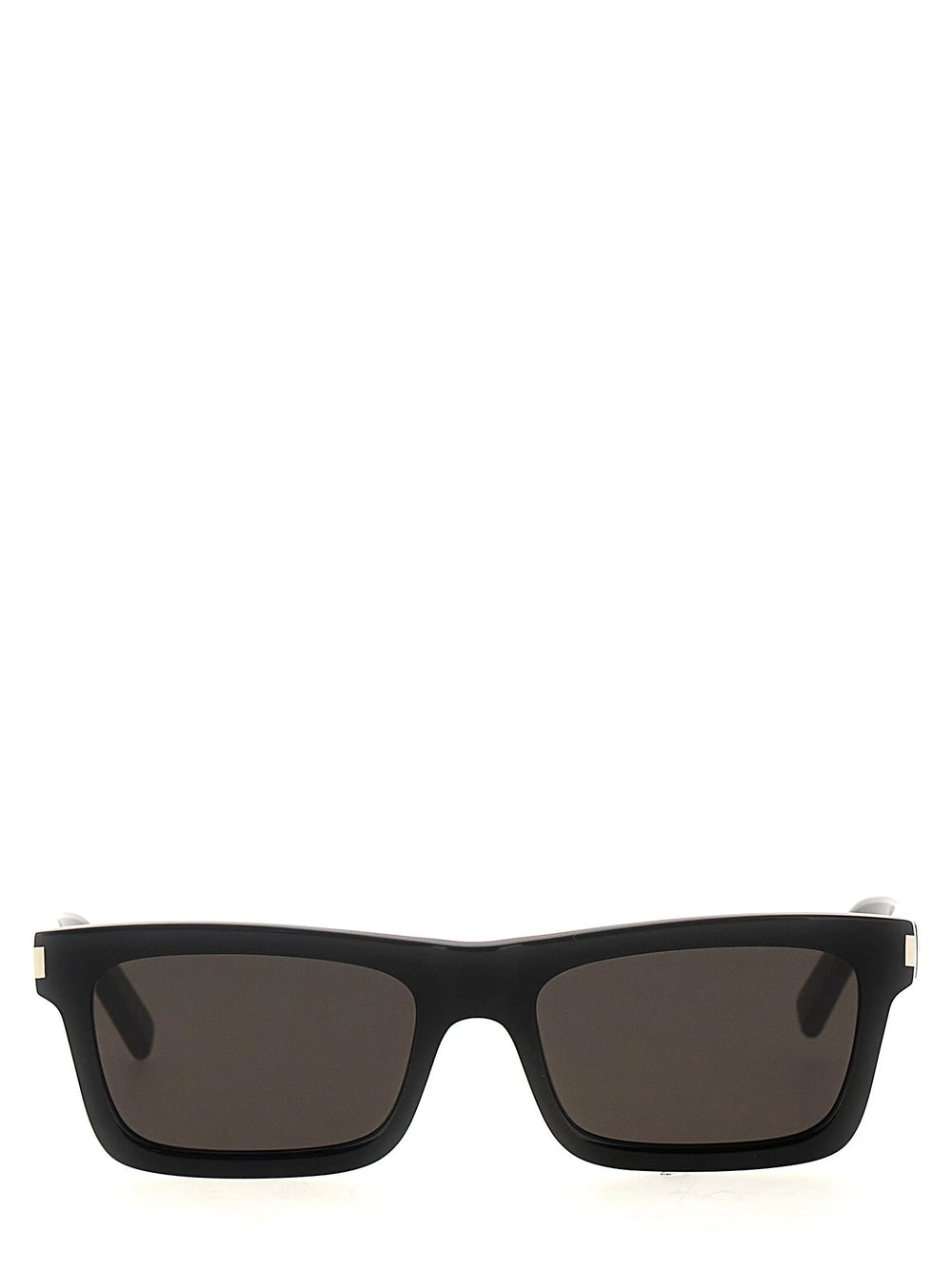 Gafas de sol de acetato negro para hombre de Saint Laurent con montura rectangular clásica y lentes oscuras.