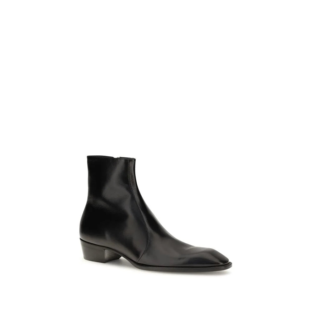 Saint Laurent Black Calf Leather Bos Taurus Ankle Boots