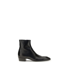 Saint Laurent Black Calf Leather Bos Taurus Ankle Boots
