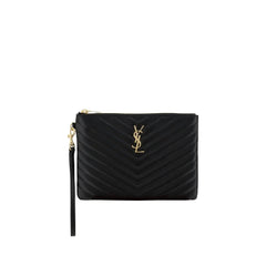 Saint Laurent Black Calf Leather Bos Taurus Clutch Bag