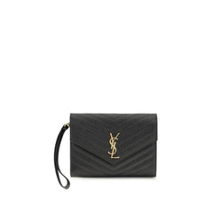 Saint Laurent Black Calf Leather Bos Taurus Clutch Bag
