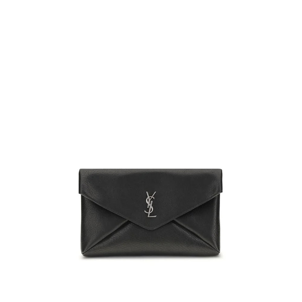 Saint Laurent Black Calf Leather Bos Taurus Clutch Bag