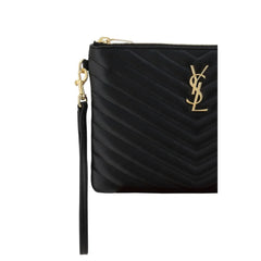 Saint Laurent Black Calf Leather Bos Taurus Clutch Bag