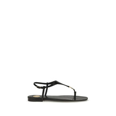 Saint Laurent Schwarze Sandalen aus Kalbshaut Bos Taurus, flach