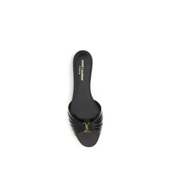 Saint Laurent Black Calf Leather Bos Taurus Flat Sandals - EU37/US7