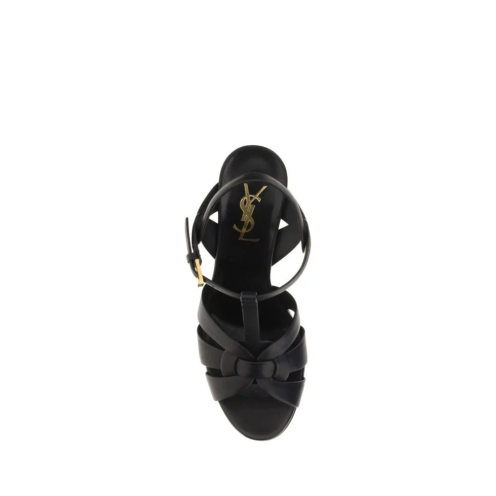 Saint Laurent Black Calf Leather Bos Taurus Platform Sandals - EU39/US9