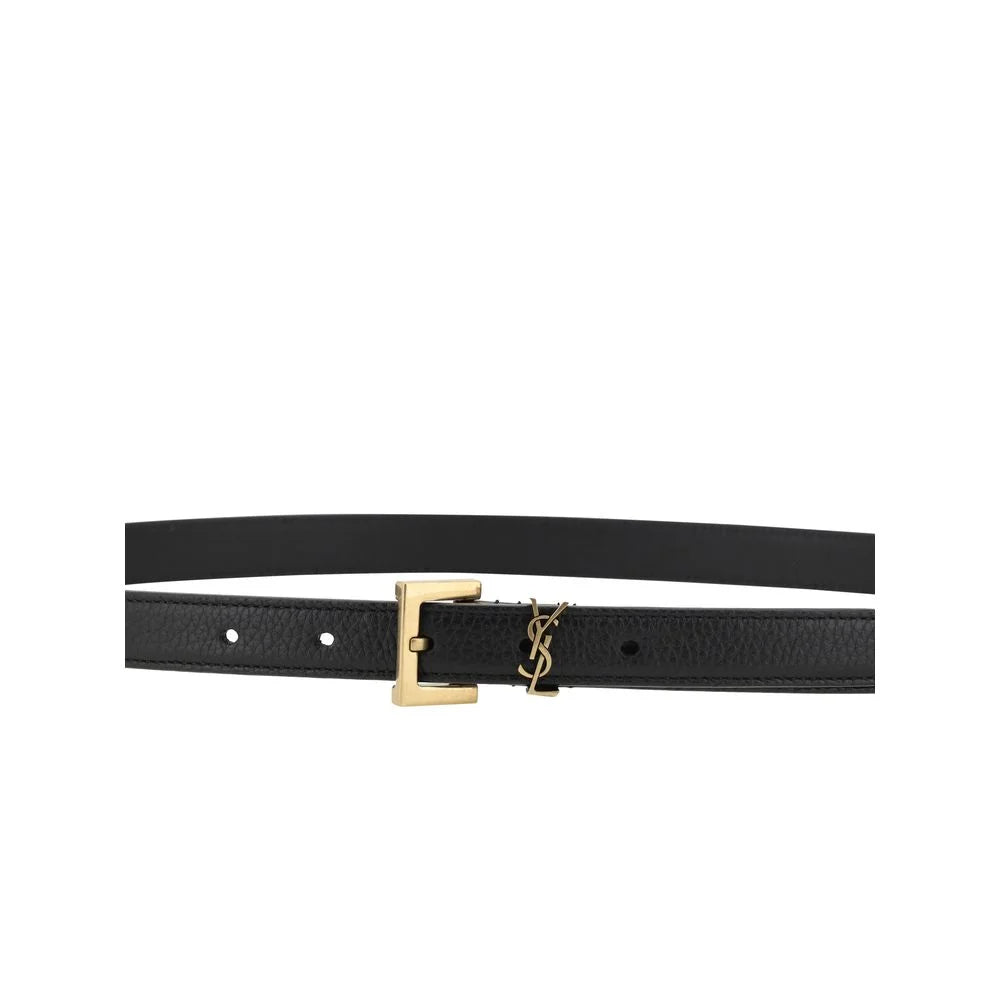 Saint Laurent Black Calf Leather Bos Taurus Regular Belt - 105 cm / 42 Inches