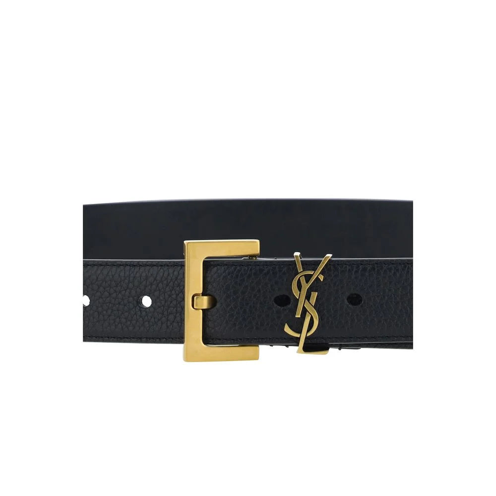 Saint Laurent Zwarte Kalfsleren Bos Taurus Normale Riem - 110 cm / 44 Inch